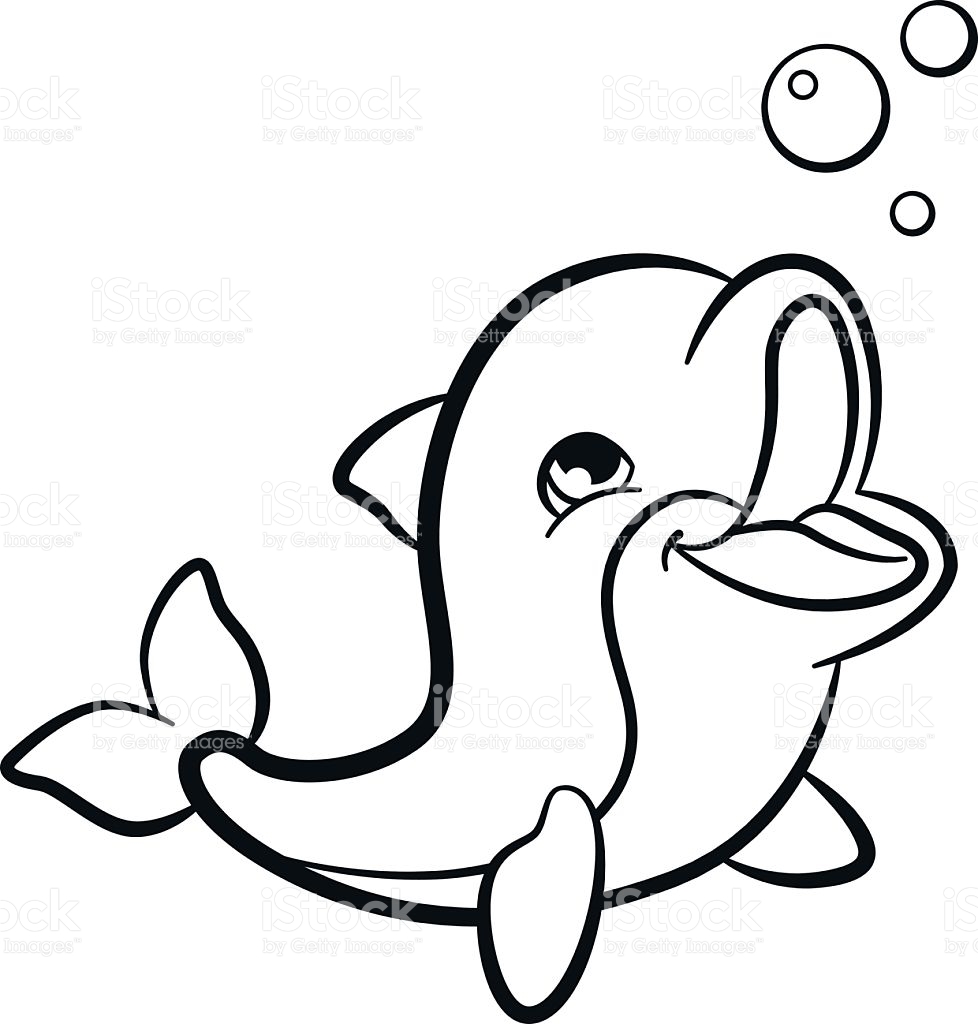 978x1024 Cute Dolphin Coloring Pages How To Draw A Cartoon Art For Kids Hub