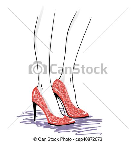 450x470 Fashion Illustration With Woman Legs Wearing High Heels Vectors