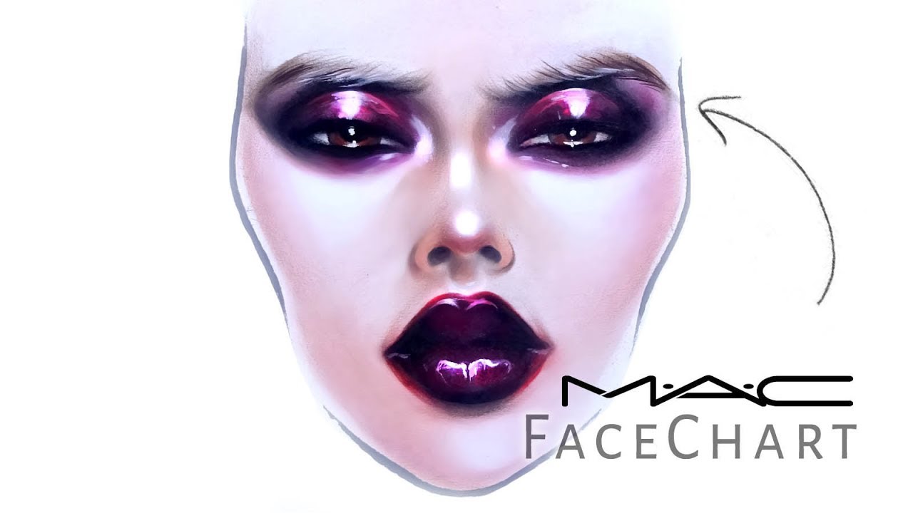 1280x720 Mac Face Chart Drawing With Makeup On Paper Liza Kondrevich