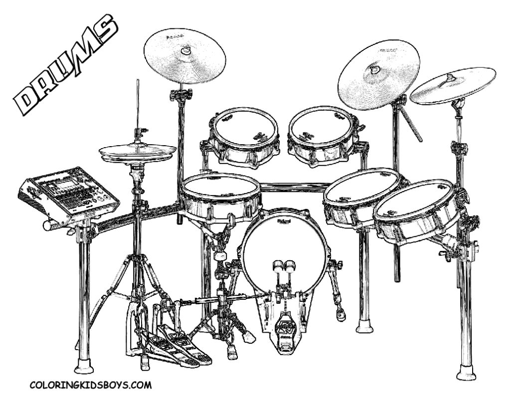 1045x808 Drum Kit Coloring Page Drums And Drawing Kits Colored Pencil Ker