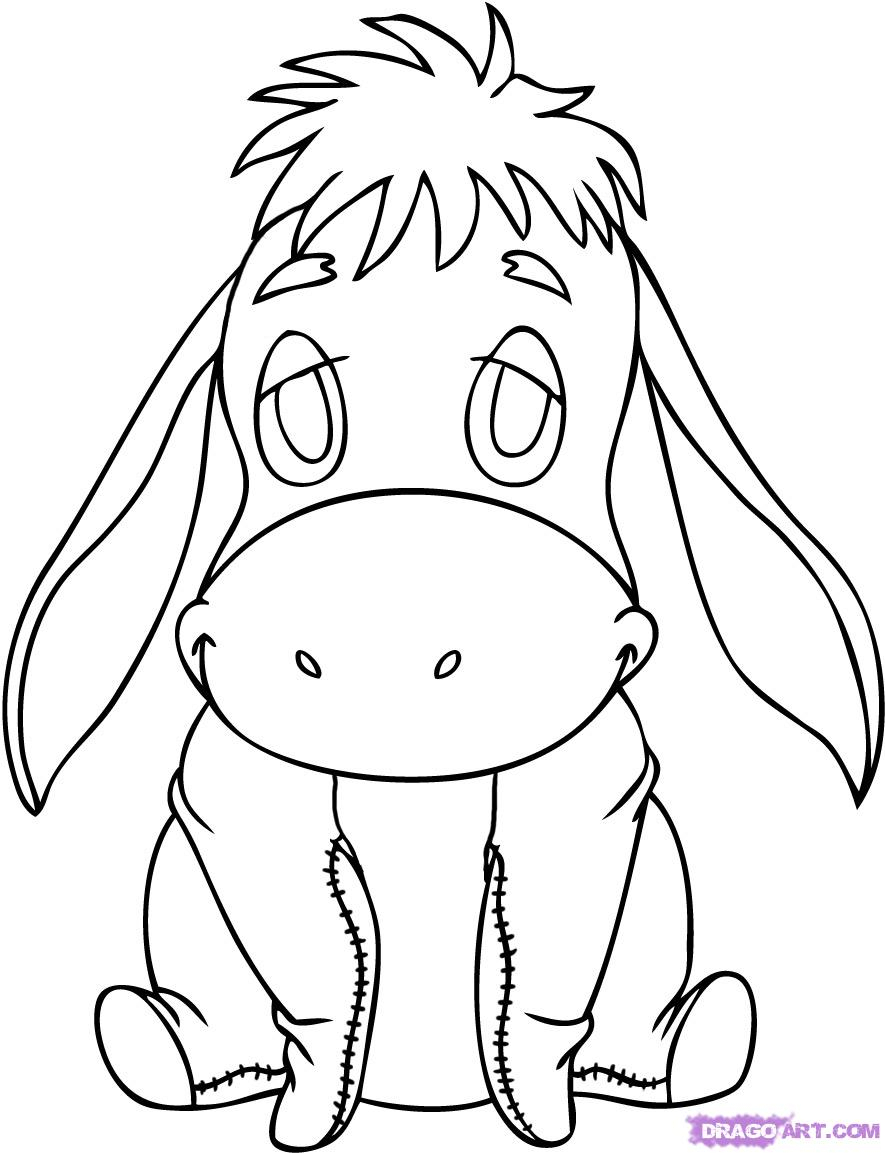 885x1153 Drawing Cartoons Disney How To Draw Baby Eeyore, Stepstep, Disney