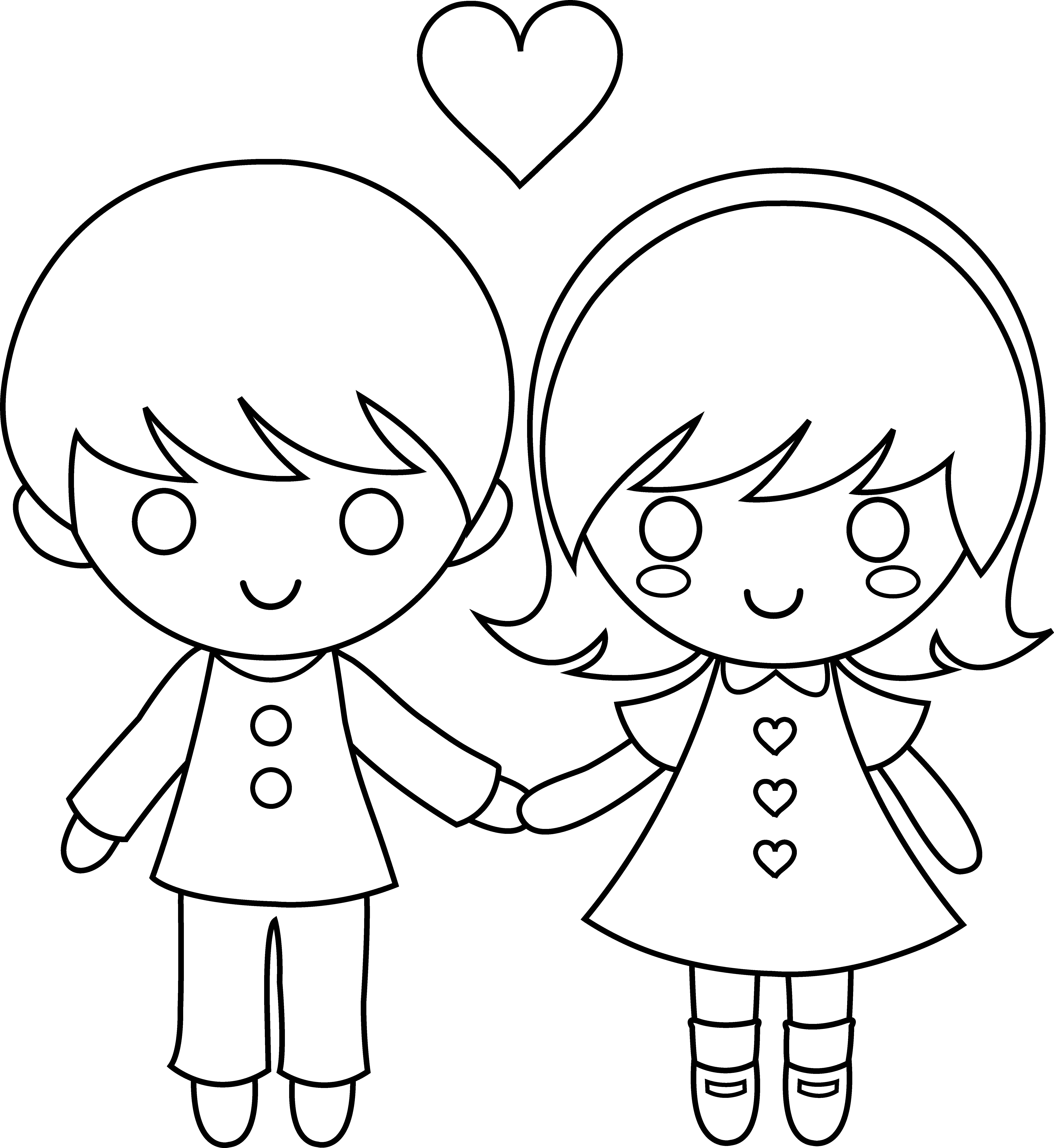 6197x6753 Draw Cartoon Boy And Girl Holding Hands Anime Boy And Girl Holding