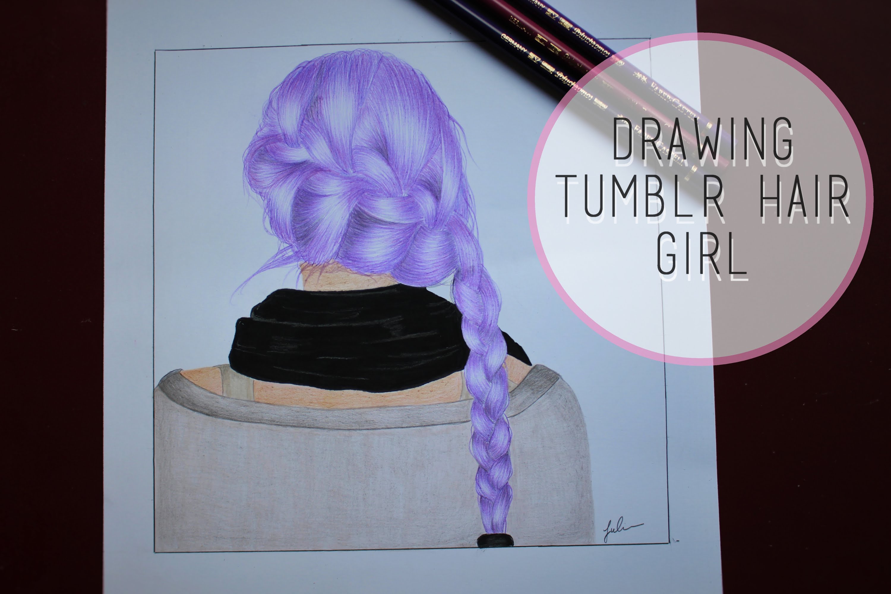 3000x2000 Drawing Tumblr Hair Girl Pink Braid