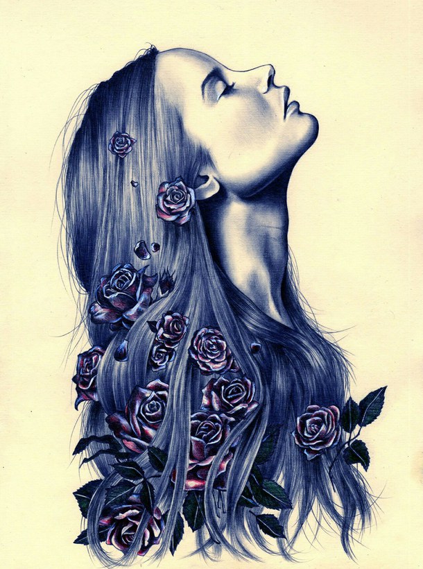 610x820 Awsome, Beautiful, Cool, Draw, Drawing, Face, Fashion, Flowers