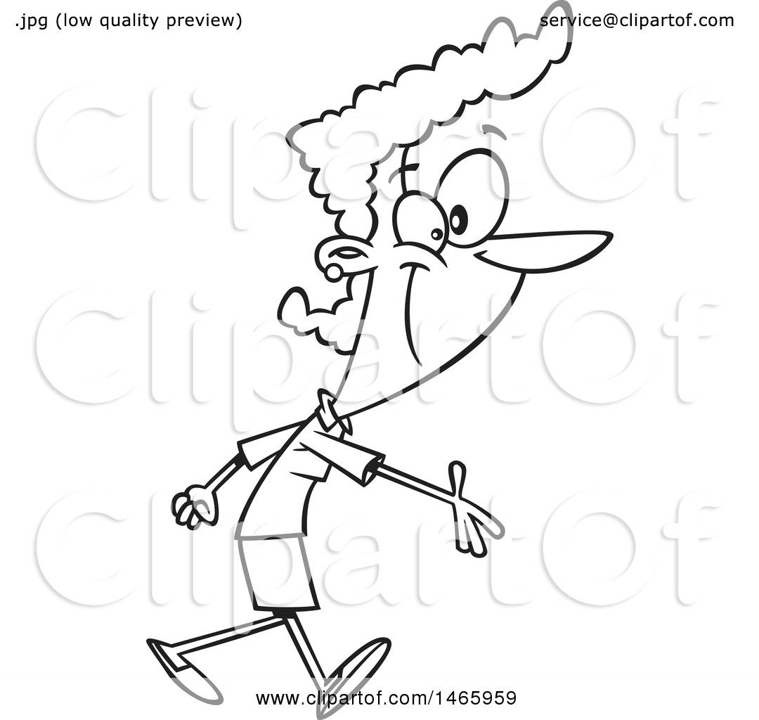 1080x1024 Clipart Of A Cartoon Lineart Happy Woman Reaching Out To Shake