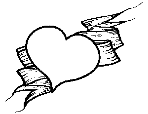 300x231 Gallery Hearts With Ribbons Coloring Pages,