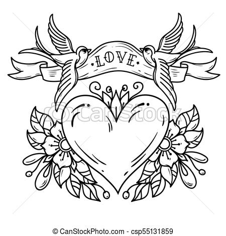 450x470 Two Bluebirds Carry Ribbon With Lettering Love Over Heart