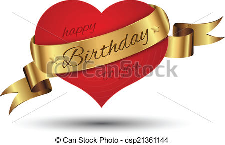 450x290 Red Heart With Golden Ribbon. Love Concept, Valentine, Eps
