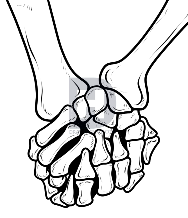 621x720 How To Draw Skeleton Hands, Step By Step, Drawing Guide, By