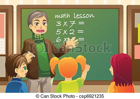 450x320 Teacher In Classroom. A Vector Illustration Of A Teacher Teaching