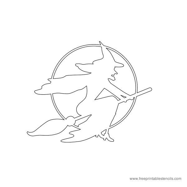 600x600 Witch Amp Broomstick Halloween Printable Stencil Alphabets