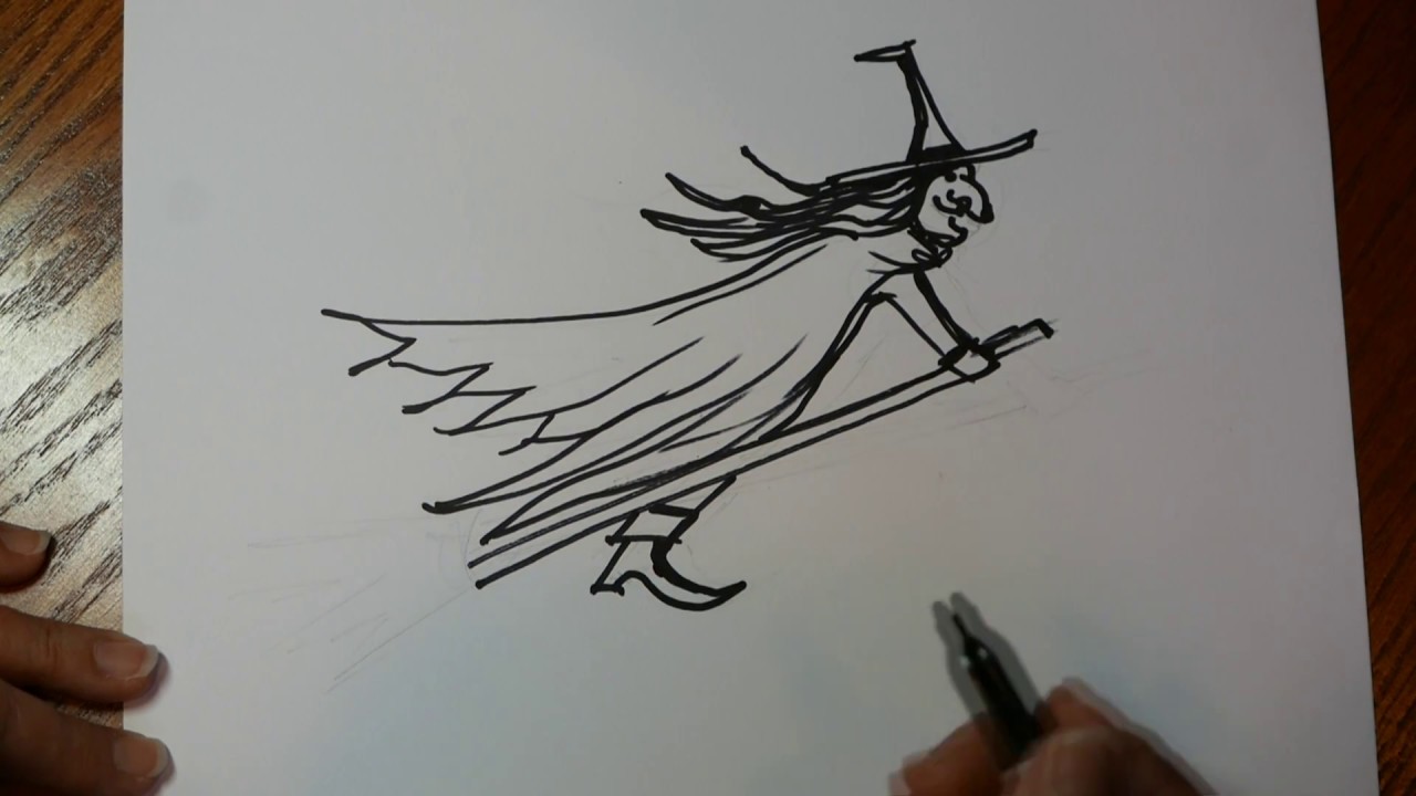 1280x720 How To Draw A Witch On A Broom Stick