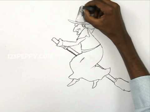 480x360 How To Draw A Witch With Broomstick