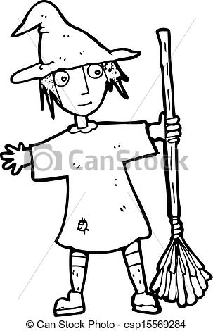 303x470 Cartoon Witch With Broomstick.