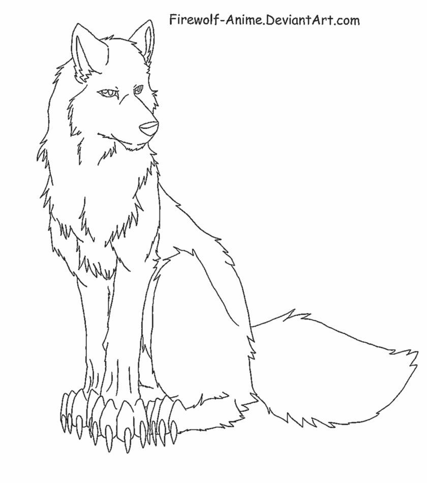 840x951 Sitting Wolf Lineart By Firewolf