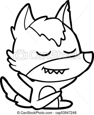 383x470 Friendly Cartoon Wolf Sitting.