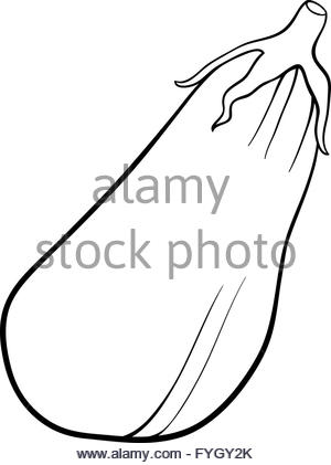 300x421 Black And White Cartoon Illustration Of Eggplant Vegetable Food
