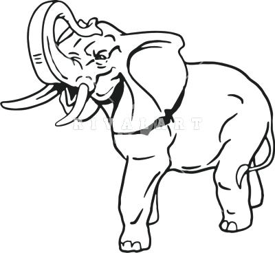 400x368 Elephant Cartoon Outline With Elephant Outline Trunk Up Elephant