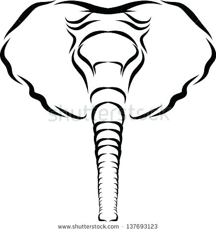 437x470 Baby Elephant Face Outline Drawn Elephant Trunk Up Pencil And