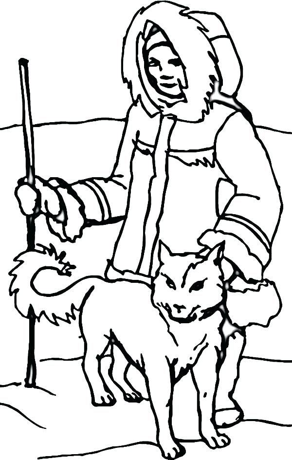 600x945 Inuit Coloring Pages An With Husky In The North Page Esk On Eskimo