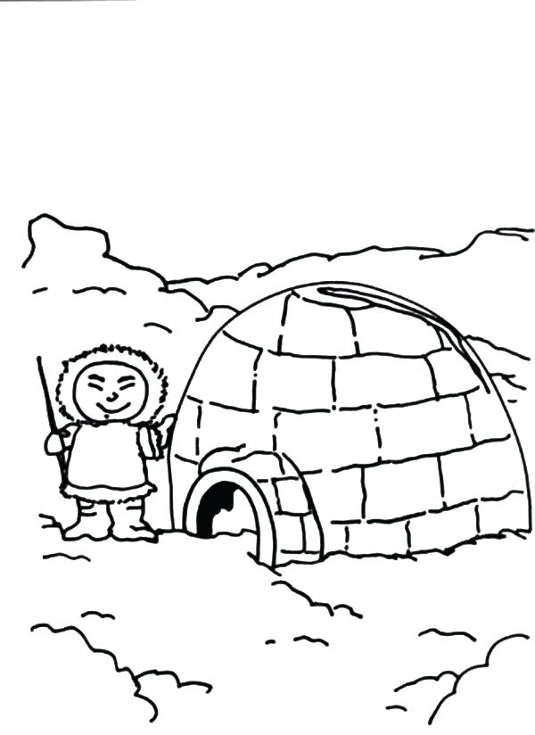 600x824 Eskimo Coloring Page Igloo And Boy Colouring Page Coloring Page