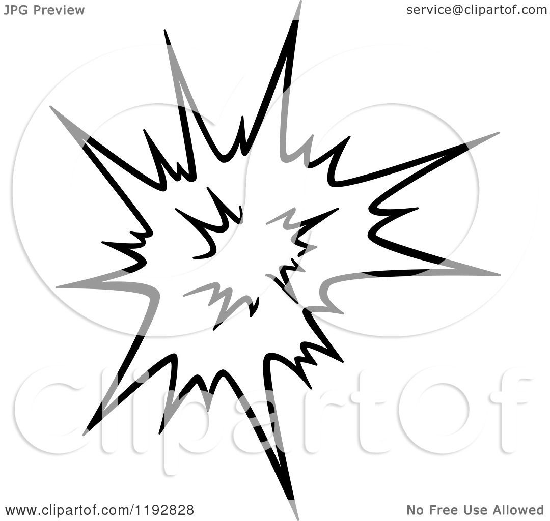 1080x1024 Clipart Of A Black And White Comic Burst Explosion Or Poof 5