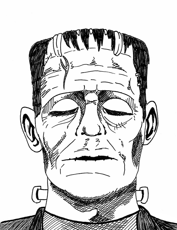612x792 Frankenstein's Monster Drawing Tania The Pirate's Shop Online