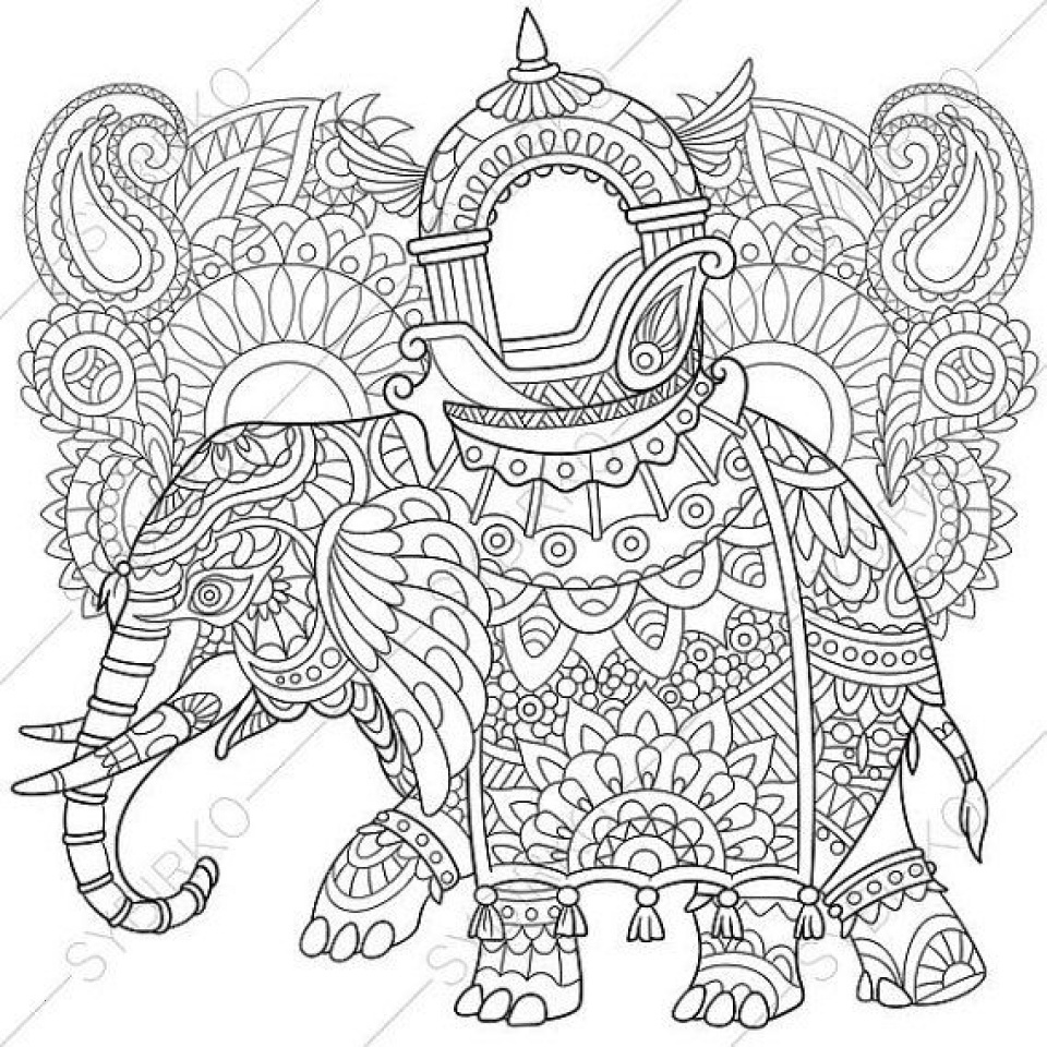 960x960 Unique Indian Elephant Coloring Pages Printable