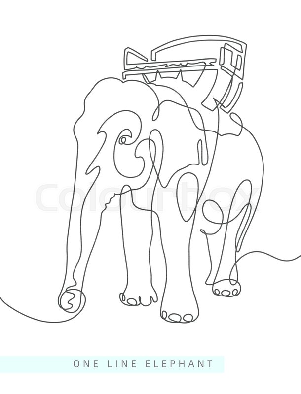 610x800 Continuous One Line Drawing Of Indian Elephant In Modern