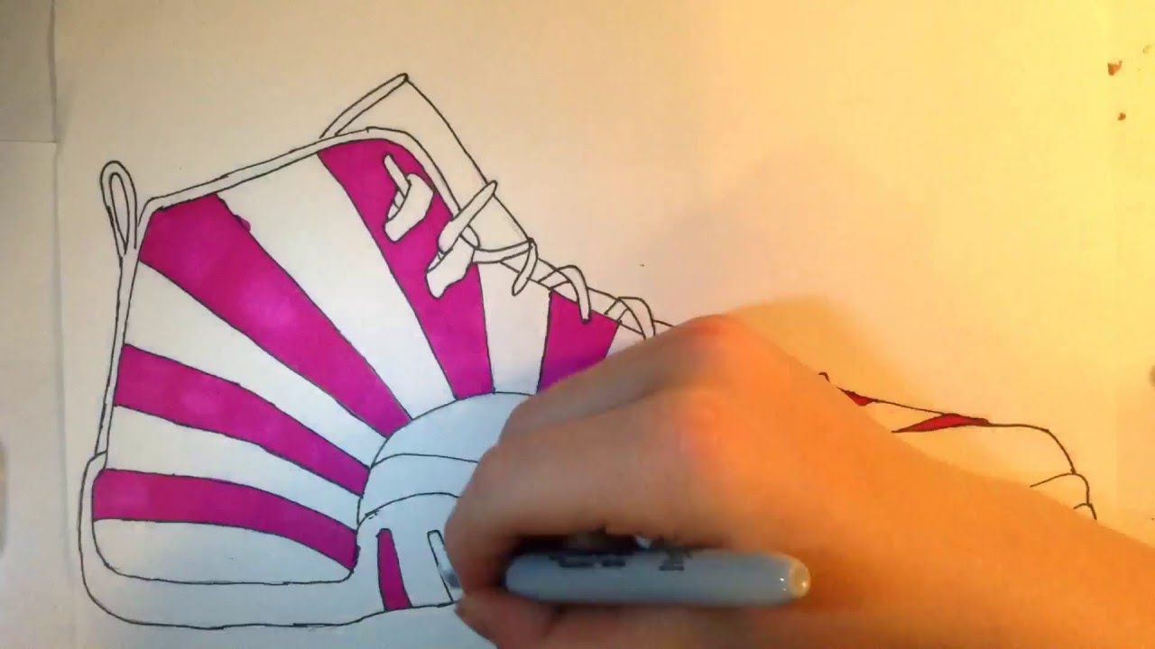 1280x720 Drawing Jordan 12 Pinkampsilver