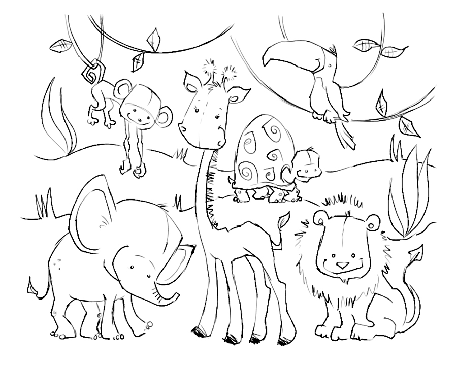 Drawing Of Jungle With Animals at GetDrawings | Free download