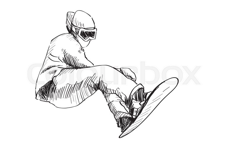 800x503 Sketch Of Snow Board Man Riding, Winter Sport, Snowboarding