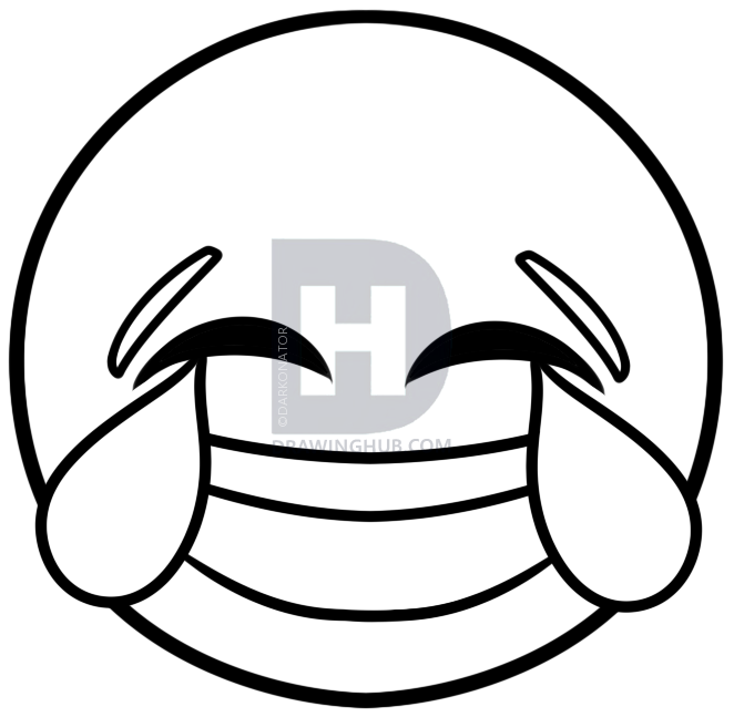 662x647 How To Draw Laughing Emoji, Step By Step, Drawing Guide, By
