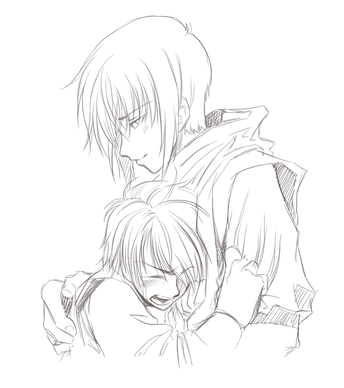 1164x1312 His Comforting Arms Sketch By Ryuuen