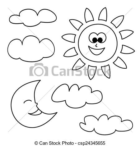 450x470 Sun And Moon Clipart Black And White