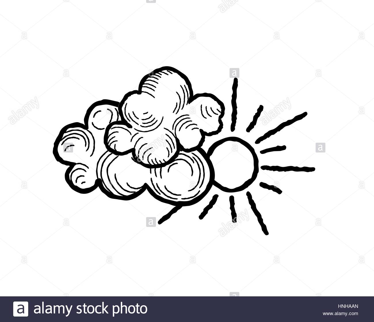 1300x1117 Sun With Clouds Icon. Doodle Line Art Weather Sign Illustration