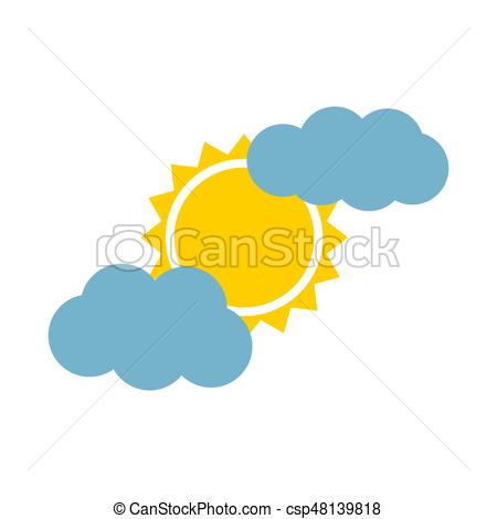 450x470 Sun With Clouds Vector Clip Art