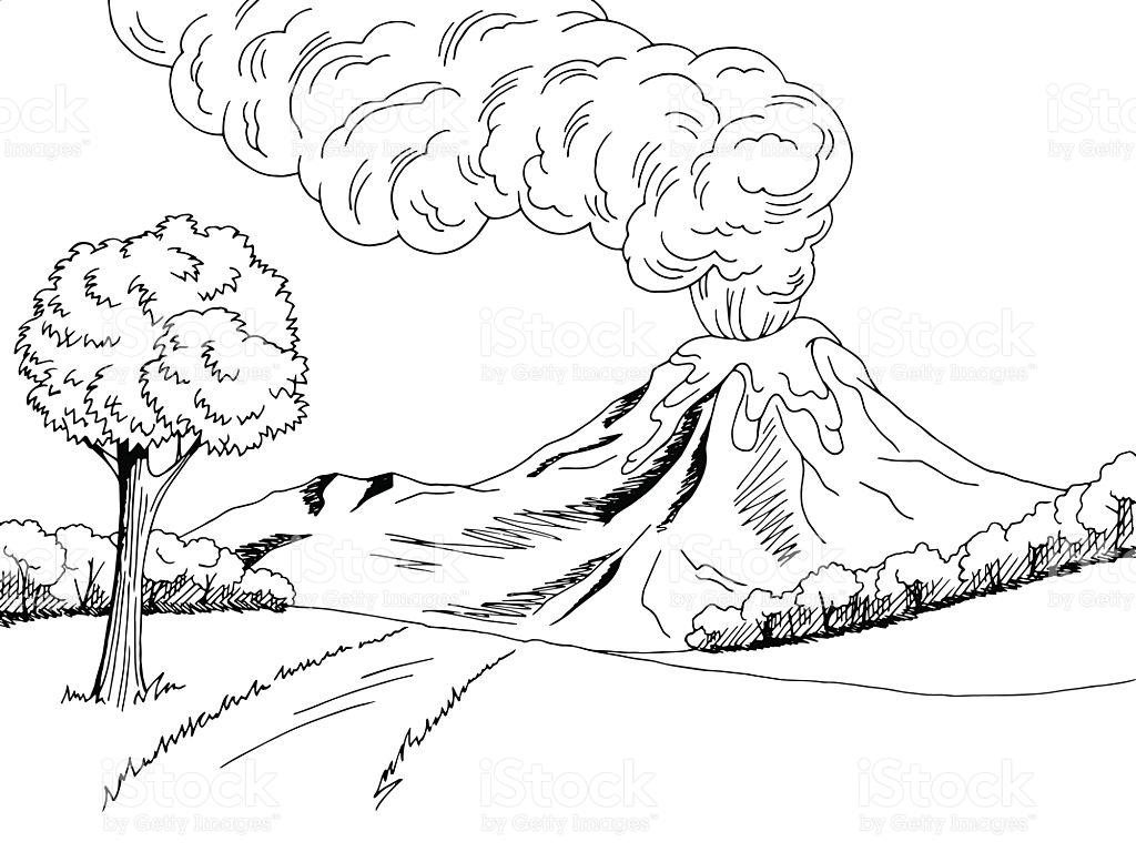 1024x768 Collection Of Hills Black And White Drawing High Quality