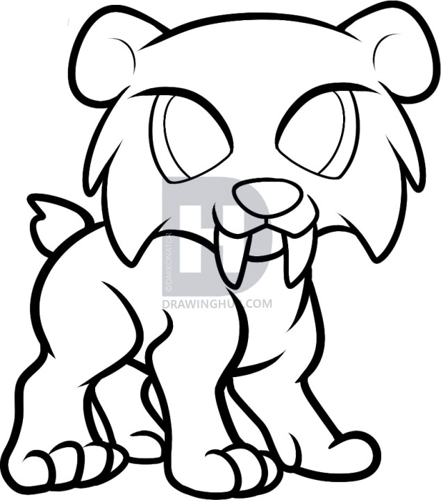 635x720 How To Draw A Sabertooth For Kids, Step By Step, Drawing Guide, By