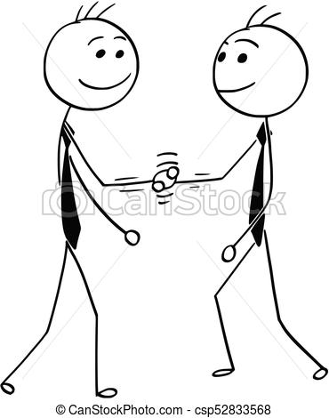 370x470 Vector Cartoon Of Two Men Shaking Their Hands. Cartoon Stick Man
