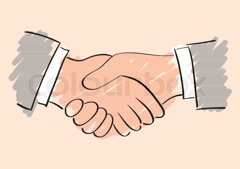 800x565 Vector Sketch Drawing Of Handshake. Symbol Of Friendship