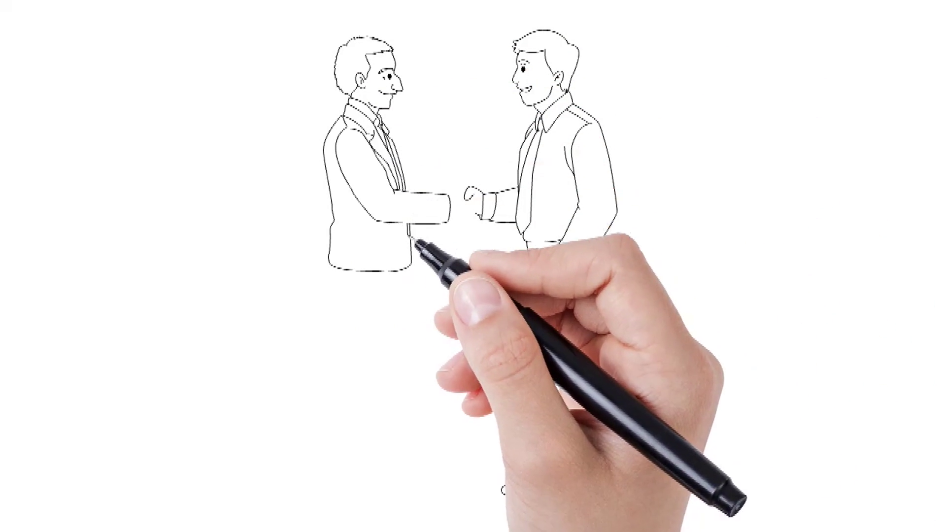 1920x1080 Whiteboard Animation Of Two Person Hand Shaking. Animated Sketch