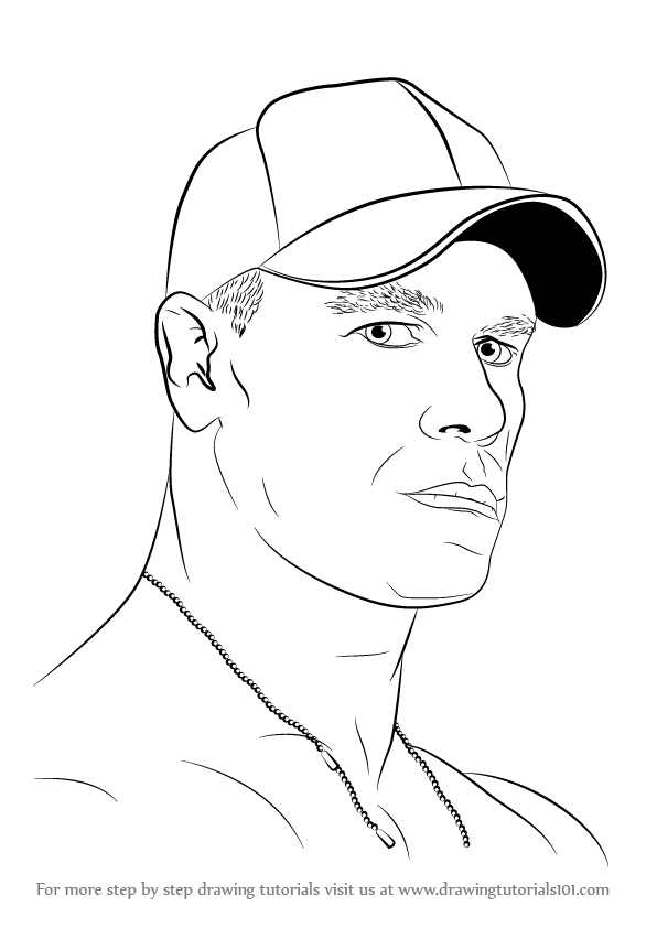 596x842 Learn How To Draw John Cena (Wrestlers) Step By Step Drawing