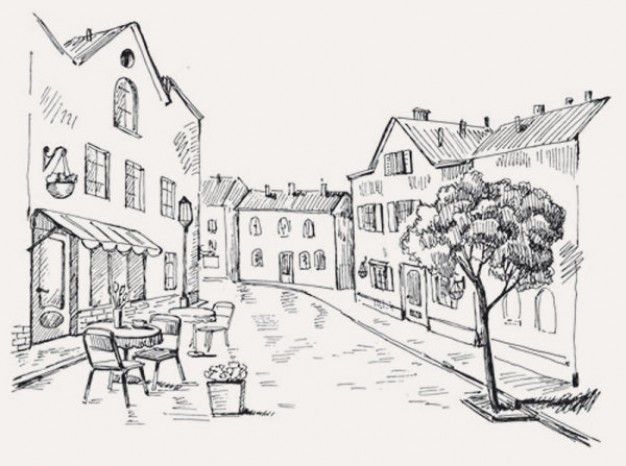626x466 Town Street Drawing With Tables And Chairs On Street 34 47768.jpg