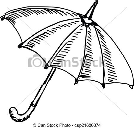 450x430 Hand Drawn, Sketch Illustration Of Umbrella Vectors Illustration