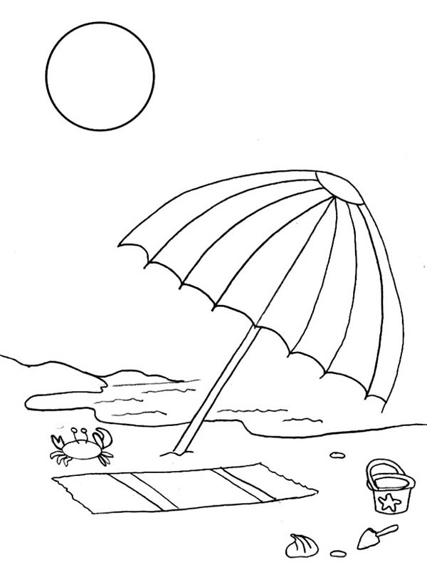 600x800 A Kids Drawing Of Beach Umbrella Coloring Page