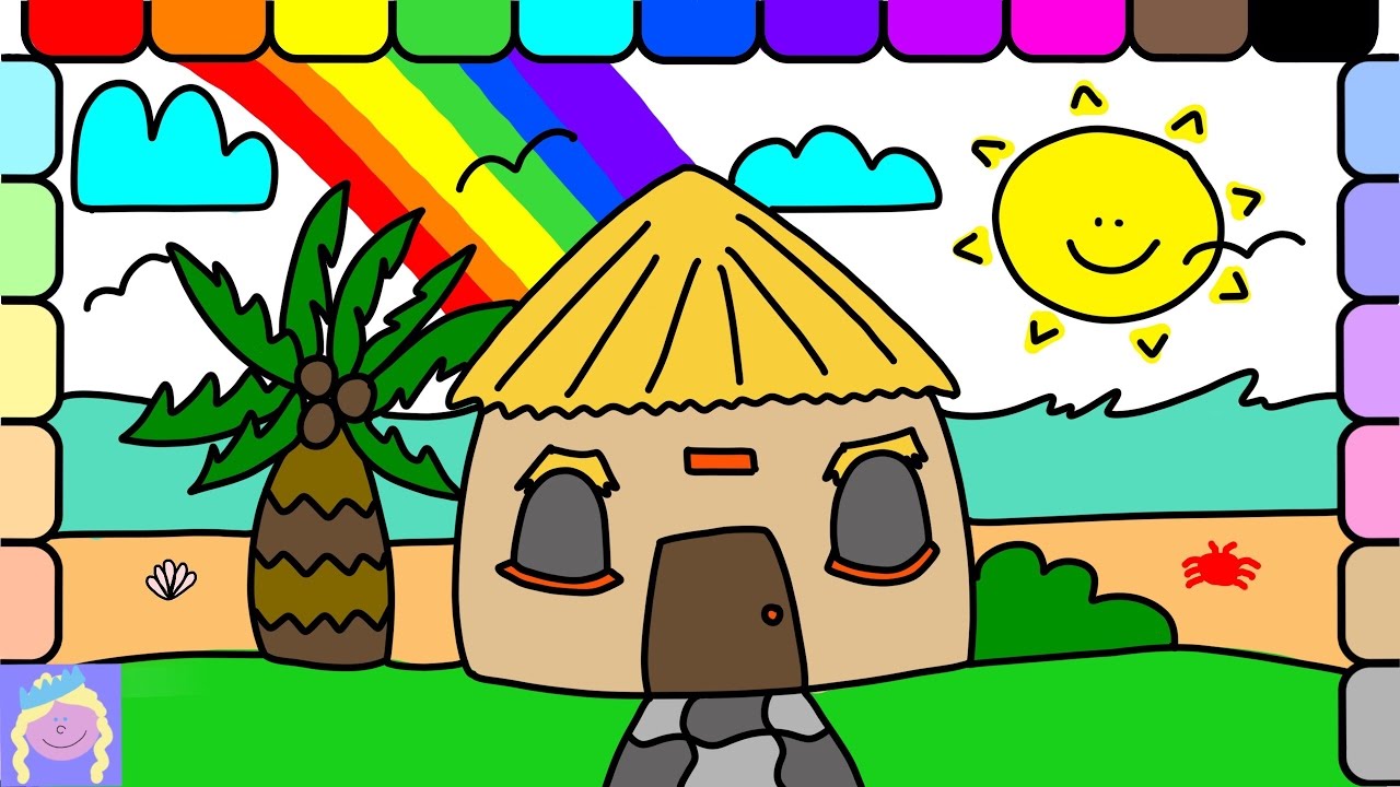 1280x720 Learn How To Draw A Beach Hut With This Easy Drawing And Coloring