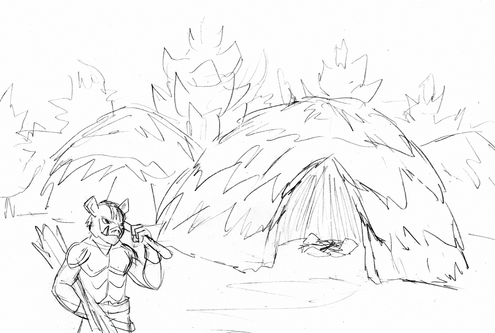 1000x673 Fantasy Sketch Orc Hut By Archicrash