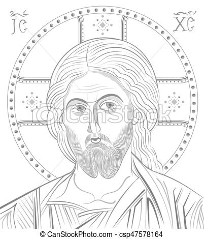 402x470 Jesus Christ Byzantine Style Portrait. Clip Art Vector
