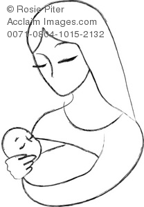 208x300 Clipart Illustration Of A Mother And Child Line Drawing